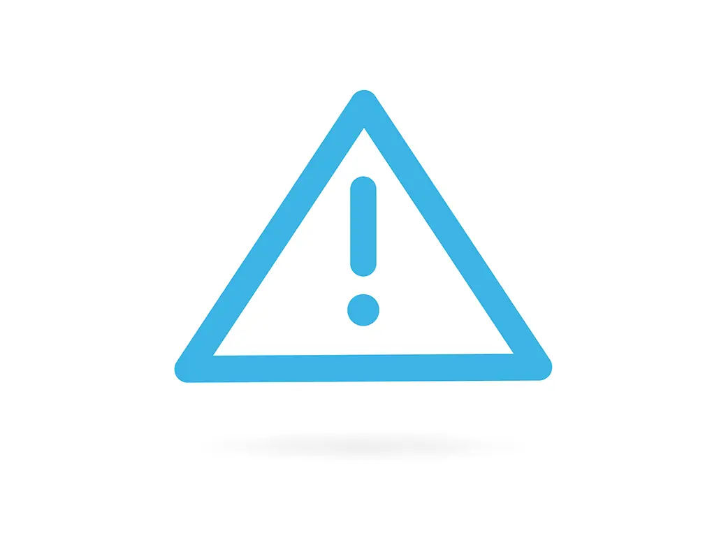 A blue triangle outline with an exclamation mark inside, symbolizing a managed transportation warning or caution, on a white background.