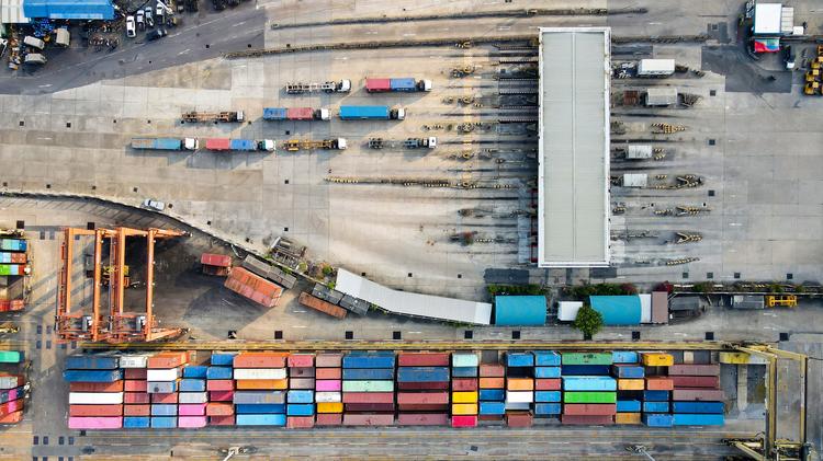 Shipping containers on a dock