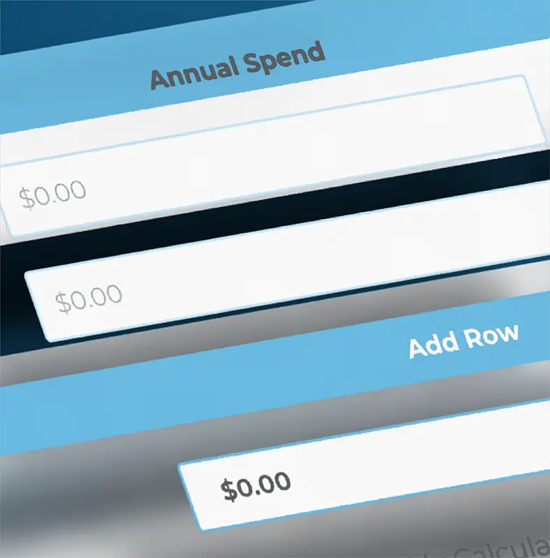 A close-up of a digital form showing fields labeled Annual Spend and $0.00, with a blue Add Row button—ideal for tracking logistics resources.