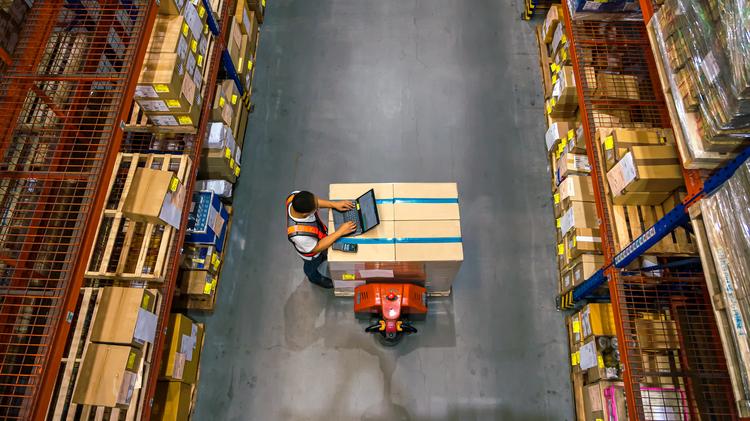 Employee working in a warehouse